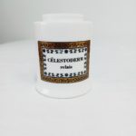 Inscription Celestoderm Relais sur pot en opaline
