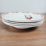 Pile de 5 assiettes creuses Badonviller Tulipes